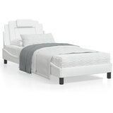 vidaXL Posteljni okvir z vzglavjem bel 90x200 cm blago | Shoptok.si