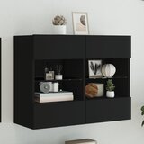  The Living Store Stenska TV omarica z LED lučkami črna 78,5x30x60,5 cm - TV Stenska Omarica, (21555273) Cene