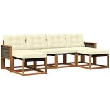 vidaXL Zunanja garnitura za sedenje z blazino 6 pcs Naravna in smetana, (5000282093) | Shoptok.si