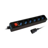 Power Strip 6 Sockets Black with VDE Plug IUPS-PCP-6V