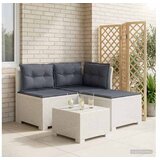 vidaXL Dvosjedni vrtni sofa s jastucima u ratan izgledu 3-sjedalo PP - Bijela Sofa + srednji + kutni s svijetlosivim jastučićem i jastu | shoptok.hr