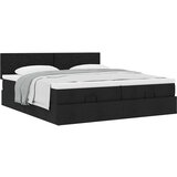 vidaXL Otomanski posteljni okvir z vzmetnicami črn 160x200 cm blago | Shoptok.si