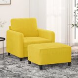  The Living Store Fotelj s stolčkom za noge rumen 60 cm žamet - Kavč S Stolčkom Za Noge, (21485105) Cene