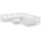 Maison Chic Seti vrtnega pohištva - Vrtna garnitura - Vrtni pohištvo set 9-delna bela trdna borovina, (21799240) | Shoptok.si