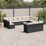vidaXL 13-dijelni set vrtnih sofa s jastucima poliratan crni Cijene