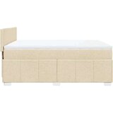 vidaXL Box spring postelja z vzmetnico krem 140x200 cm blago | Shoptok.si