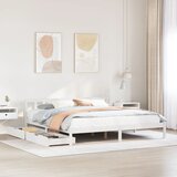 vidaXL Posteljni okvir brez vzmetnice bel 180x200 cm trdna borovina Cene