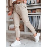 DStreet Spodnie damskie casualowe z paskiem MADELINA ciemnobeżowe | shoptok.hr