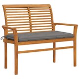 The Living Store Vrtna klop s sivo blazino 112 cm trdna tikovina - Vrtna Klop, (21461951) Cene