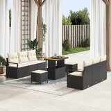 vidaXL 9-dijelni vrtni sofa set s jastučićima crni poli ratan akacija | shoptok.hr