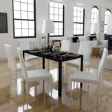 vidaXL Sedem Delni Komplet Jedilne Mize in Stolov Črne in Bele Barve | Shoptok.si