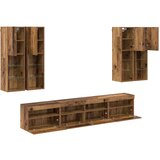  Komplet stenske TV omarice z LED lučmi 7 pcs Star les, (5000112884) | Shoptok.si