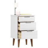 vidaXL Nočna omarica bela 40x35x65 cm trdna borovina | Shoptok.si