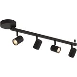 QAZQA Sodoben črn stropni reflektor s 4 lučmi GU10 50mm vklj. z osvetlitvijo ozadja in 3-smernim stikalom - Back Up Cene