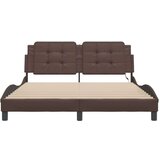 vidaXL Okvir kreveta s LED svjetlima smeđi 160x200 cm od umjetne kože | shoptok.hr