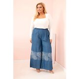 Kesi Włoski Plus Size women's trousers with wide legs and ethnic embroidery denim | Shoptok.si