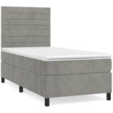 Box spring krevet s madracem svjetlosivi 100x200 cm baršunasti | shoptok.hr