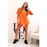 Kesi Włoski Women's cotton set with short sleeves and shorts dark orange | Shoptok.si