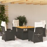 5-dijelni vrtni blagovaonski set s jastucima od poliratana crni Crna 110 cm table length | shoptok.hr