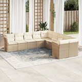 vidaXL 10-dijelni set vrtnih sofa s jastucima bež od poliratana | shoptok.hr