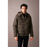 Defacto Slim Fit Hooded Faux Fur Lined Puffer Puffer Jacket