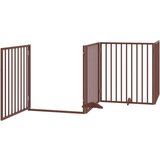 vidaXL Ograda za pse z vrati zložljiva 12 panelov rjava 960 cm les | Shoptok.si