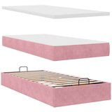  Otomanski posteljni okvir z vzmetnicami roza 90x190cm žamet | Shoptok.si