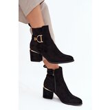 Boto Insulated women's ankle boots with a heel with gold elements black Ambrine | shoptok.hr