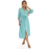 numoco basic 531-2 Midi shirt dress with gold buttons and ties - mint | Shoptok.si