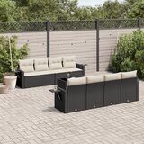 Maison Chic Seti vrtnega pohištva - Vrtna garnitura - Vrtni pohištvo set 9-delna z blazinami črn poli ratan, (21798648) | Shoptok.si