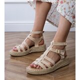Gemre Beige espadrille sandals on a low platform Amur | Shoptok.si