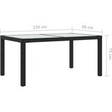 vidaXL Vrtni stol 150x90x75 cm od kaljenog stakla i poliratana crni | shoptok.hr