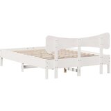vidaXL Posteljni okvir brez vzmetnice bel 135x190 cm trdna borovina | Shoptok.si