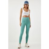  Women's Light Teak Green High Waist Ribbed Seamless Knitted Leggings | ePonuda.com