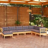  Vrtna sedežna garnitura 8-delna s sivimi blazinami borovina, (20975492) | Shoptok.si