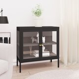  Komoda crna 70 x 35 x 70 cm od čelika i stakla | shoptok.hr