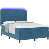 vidaXL Box spring krevet s LED trakama Plava 140 x 190 cm Baršun - Tamno plava 140 x 190 cm Prošiveno gumbima | shoptok.hr