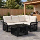  Sjedeća garnitura za vrt 5 kom. Crna i krem-bijela poliratan 100 x 55 x 73 cm | shoptok.hr