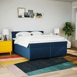 vidaXL Box spring postelja z vzmetnico modra 200x200 cm blago, (21302346) | Shoptok.si