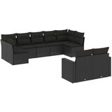  9-dijelni set vrtnih sofa s jastucima crni od poliratana | shoptok.hr