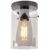QAZQA Smart plafondlamp zwart met smoke glas incl Wifi ST64 - Dome