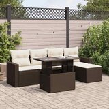 Maison Chic Seti vrtnega pohištva - Vrtna garnitura - Vrtni pohištvo set 6-delna z blazinami rjav poli ratan, (21805302) | Shoptok.si