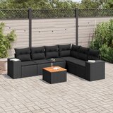  7-dijelni set vrtnih sofa od poliratana s jastucima crni | shoptok.hr