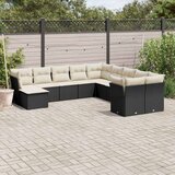  11-dijelni set vrtnih sofa od poliratana s jastucima crni Cijene