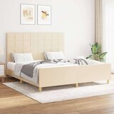  Posteljni okvir z vzglavjem krem 160x200 cm blago, (20905431) Cene
