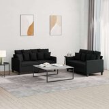  2-dijelni set sofa s jastucima crni od tkanine Cijene