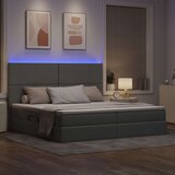  LED krevet za pohranu s madracem Svjetlosiva 200 x 200 cm | Shoptok.si