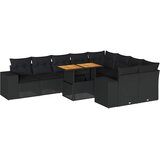 10-dijelni set vrtnih sofa s jastucima crni poliratana bagrem | shoptok.hr