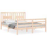 Maison Chic Posteljni Okvir - Dvoposteljna postelja z vzglavjem 160x200 cm trden les, (22080546) | Shoptok.si