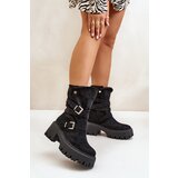 Boto Women's Ankle Boots On Chunky Heel With Buckles And Strap Black Nerelisa | Shoptok.si